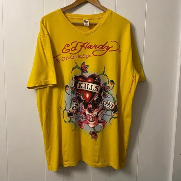 yellow ed hardy shirt